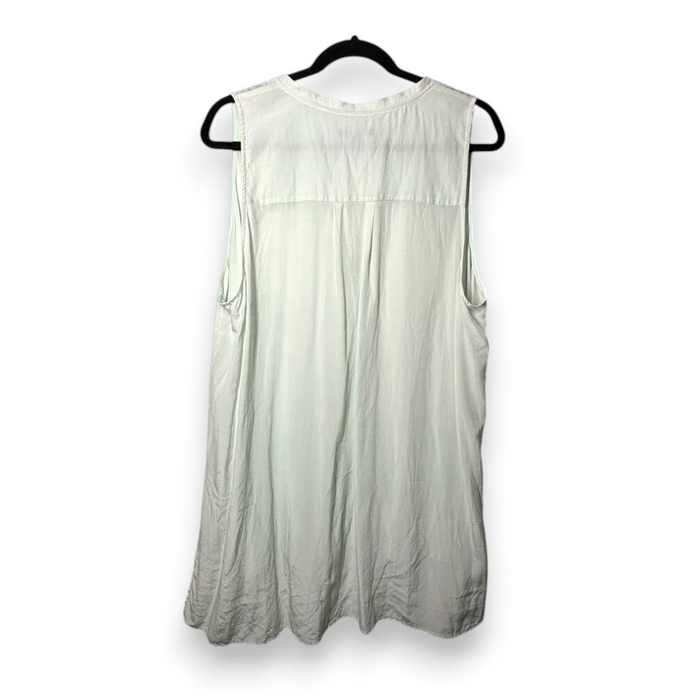 Eileen Fisher | XL | 100% Silk Sheer Mint Green Sleeveless Button-Up Blouse Top - Picture 4 of 5